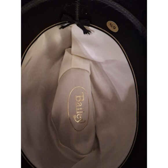 Vintage Bailey Western Custom Cowboy BLACK Dura-felt 6 7/8 - Picture 9 of 12